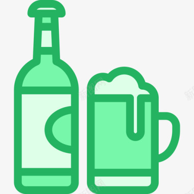 啤酒24号酒吧线形绿色图标图标