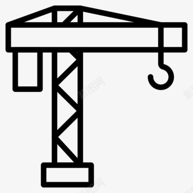 科技线建筑起重机建筑施工图标图标