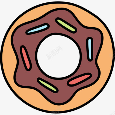 甜甜圈面包店63彩色图标图标