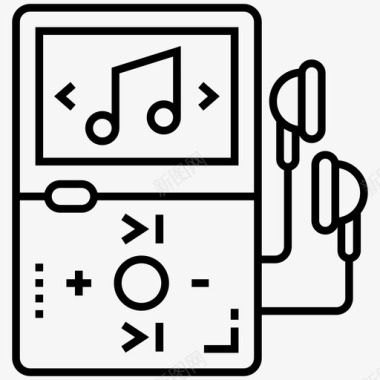 带耳机的ipod数字音乐播放器ipod音乐图标图标