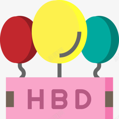 庆祝生日气球生日派对27扁平图标图标
