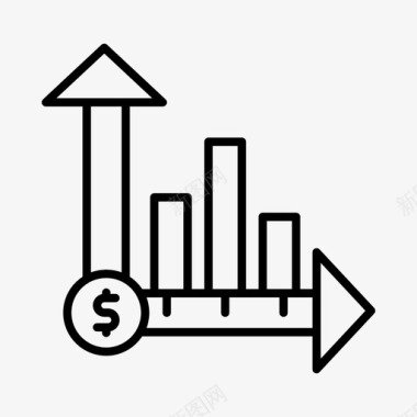 流通货币业务增长酒吧金融图标图标