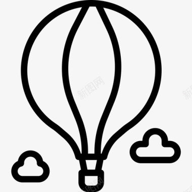 五彩热气球热气球八月运输2直线图标图标