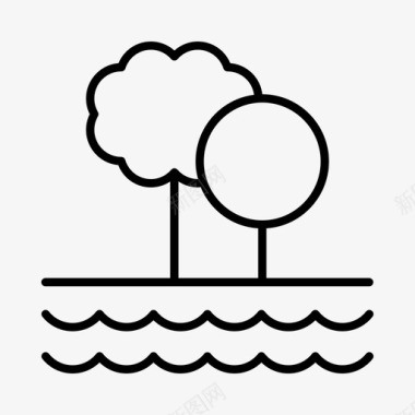 树木湖泊自然图标图标