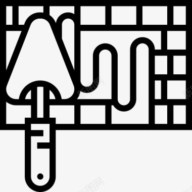 矢量刀泥刀工程44线性图标图标