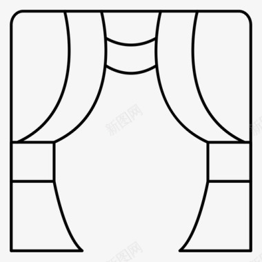 矢量舞台窗帘装饰室内图标图标