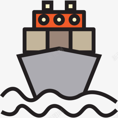 货船货船物流33线型颜色图标图标