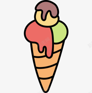 冰淇淋面包店63彩色图标图标