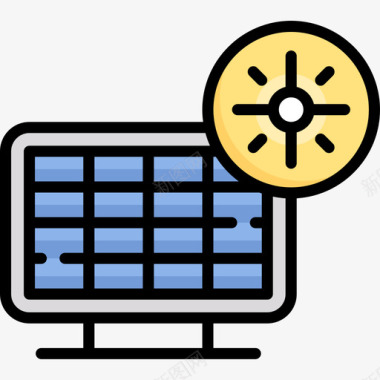 持续318太阳能电池板可持续能源6线性颜色图标图标