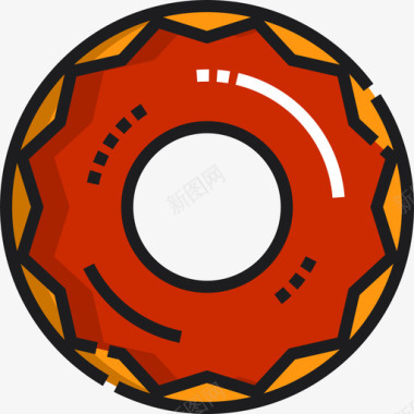 咖啡烘焙甜甜圈咖啡店56线性颜色图标图标