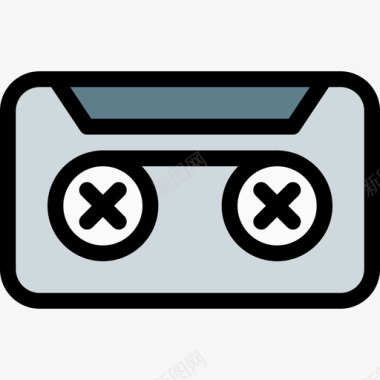 盒式磁带hipster12线性彩色图标图标