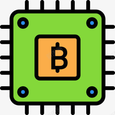 加密货币Cpu加密3线性颜色图标图标