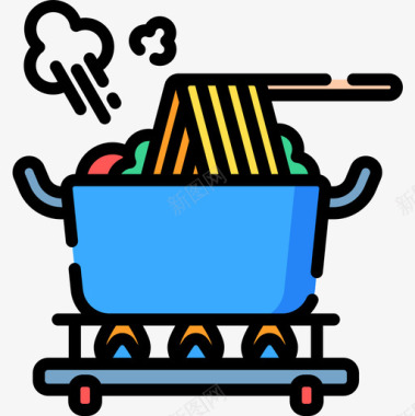 烹饪面条烹饪58线颜色图标图标