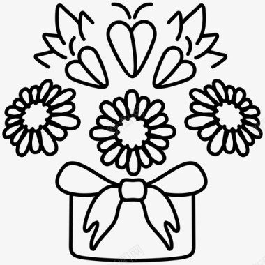 盒子里的花排列花束图标图标