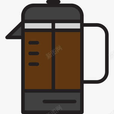 法式印刷机咖啡54线性颜色图标图标