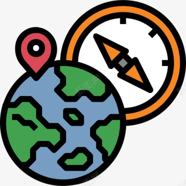 地球的心跳地球仪38学校线性颜色图标图标