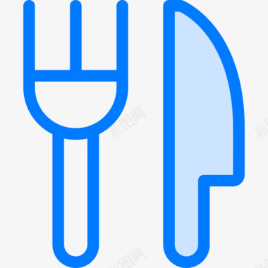 餐具地图和位置3蓝色图标图标