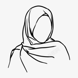 蒙面女人蒙面女孩头巾穆斯林图标高清图片