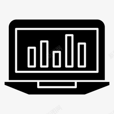 笔记本电脑图表分析监控图标图标