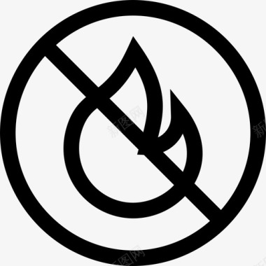 公共标识红禁止火灾公共标志3直线图标图标