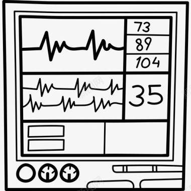 起伏的心电图心电图医疗器械16黑色图标图标