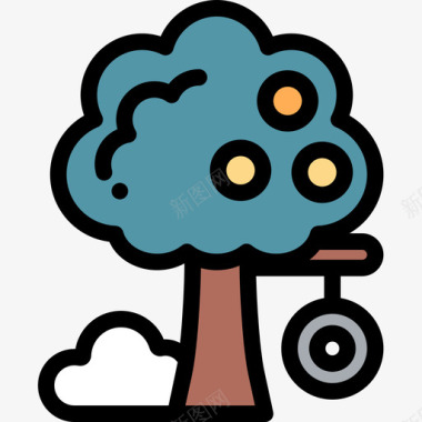 树家庭生活21线性颜色图标图标