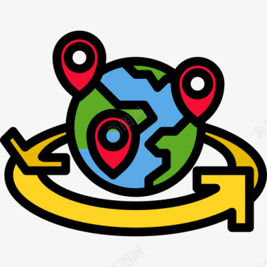 世界各地旅游117线性颜色图标图标