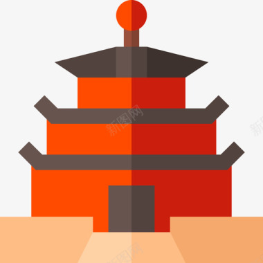 中国庙宇历史6平房图标图标