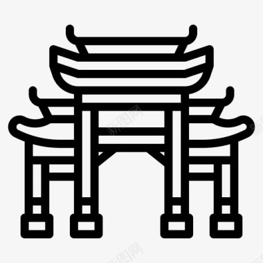 牌坊建筑中国图标图标