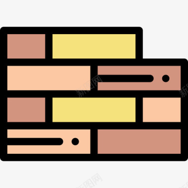 砖墙建筑18线条色彩图标图标