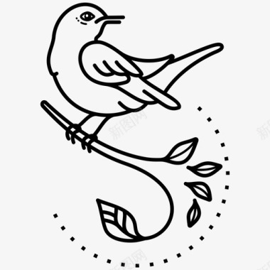 夜莺鸟卡通装饰图标图标