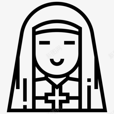 修女传教士天主教徒教堂图标图标