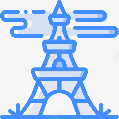 埃菲尔铁塔地标和纪念碑4蓝色图标图标