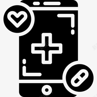 智能手机健康护理24填充图标图标