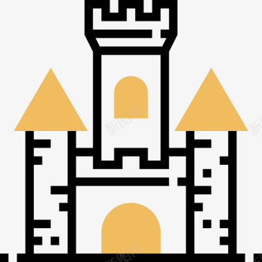 弹性城堡马戏团元素黄色阴影图标图标