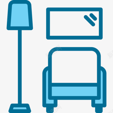 客厅家具和家居装饰4蓝色图标图标