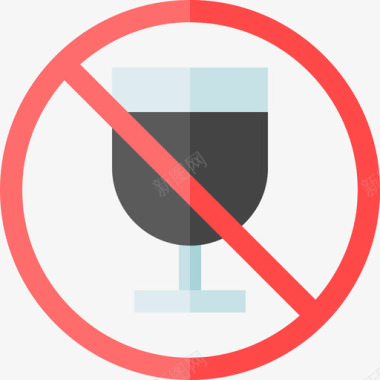 公共标识红禁止饮酒公共标志无酒精图标图标