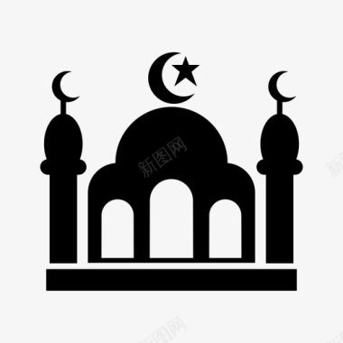 清真寺建筑开斋节图标图标
