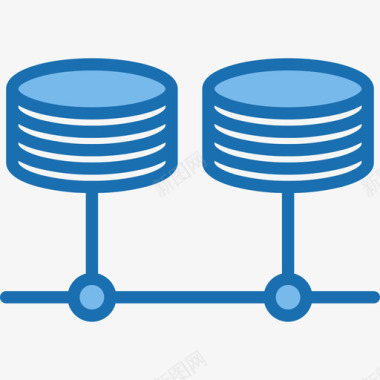 卡通数据连接连接网络和数据库23蓝色图标图标