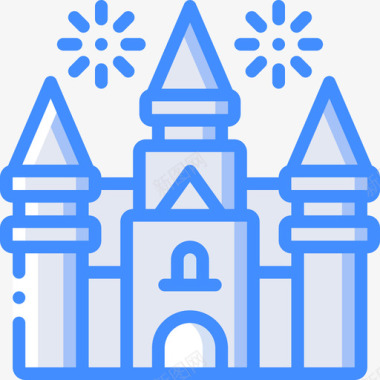 城堡主题公园蓝色图标图标