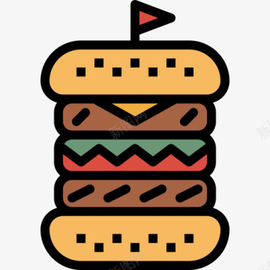 原色汉堡食物95原色图标图标