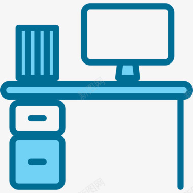 书桌家具和家居装饰4蓝色图标图标