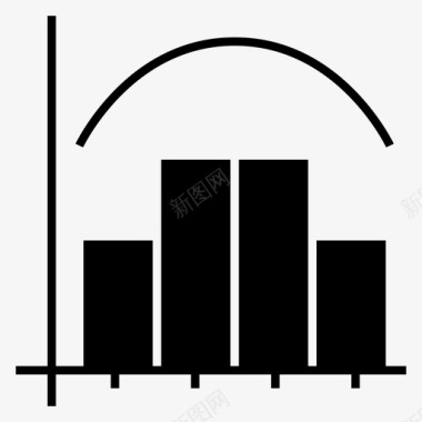 红蓝曲线正态分布条形图曲线图标图标