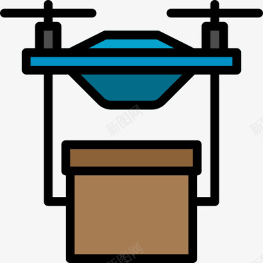 减100无人机运输100线性颜色图标图标