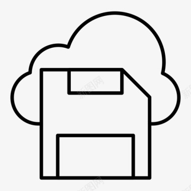 云计算海报软盘云保存图标图标