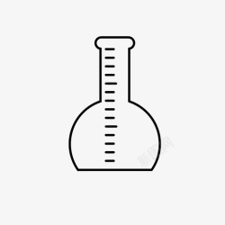 刻度瓶刻度平圆瓶玻璃器皿实验室仪器图标高清图片