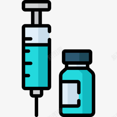 药物PNG矢量图注射器药物8线性颜色图标图标