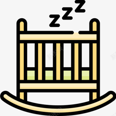 婴儿床睡觉时间17线性颜色图标图标
