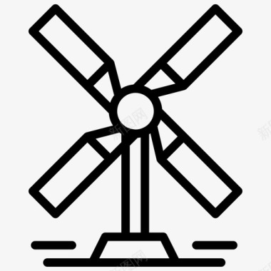风力涡轮机建筑基础设施图标图标
