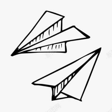 纸飞机学校素描图标图标